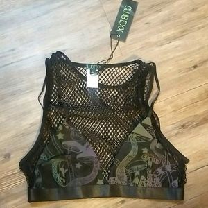 Club Exc Mushroom Reflective Fishnet Top
